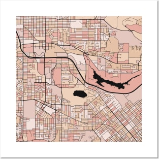 Burnaby Map Pattern in Soft Pink Pastels Posters and Art